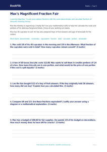 Free Fractions Worksheet | Year 5 Greater Depth | BookFlik