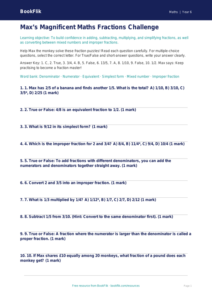 Free Fractions Quiz | Year 6 Core | BookFlik