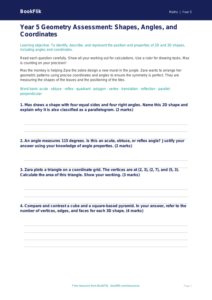 Free Geometry Assessment | Year 5 Greater Depth | BookFlik