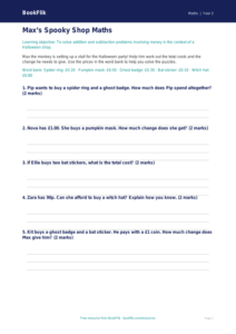 Free Halloween Maths Activity Sheet | Year 2 Core | BookFlik