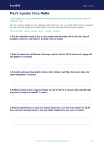 Free Halloween Maths Activity Sheet | Year 3 Core | BookFlik