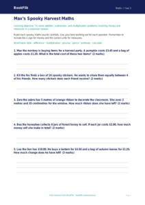 Free Halloween Maths Worksheet | Year 3 Core | BookFlik