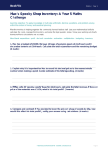 Free Halloween Maths Template | Year 5 Greater Depth | BookFlik