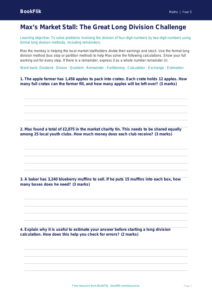 Free Long Division Activity Sheet | Year 5 Greater Depth | BookFlik
