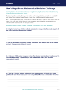 Free Long Division Assessment | Year 5 Greater Depth | BookFlik