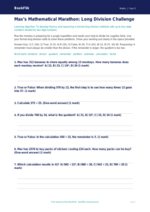 Free Long Division Quiz | Year 5 Greater Depth | BookFlik