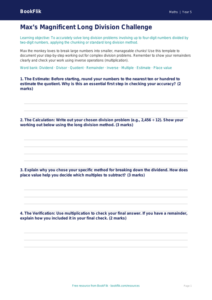 Free Long Division Template | Year 5 Greater Depth | BookFlik