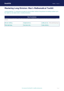 Free Long Division Word Mat | Year 5 Greater Depth | BookFlik