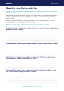 Free Long Division Worksheet | Year 5 Greater Depth | BookFlik