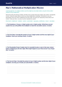 Free Long Multiplication Template | Year 5 Greater Depth | BookFlik
