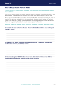 Free Long Multiplication Track Sheet | Year 5 Greater Depth | BookFlik