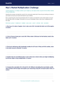 Free Long Multiplication Worksheet | Year 5 Greater Depth | BookFlik
