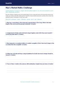 Free Measurement Activity Sheet | Year 3 Core | BookFlik