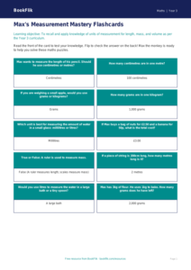 Free Measurement Flashcards | Year 3 Core | BookFlik