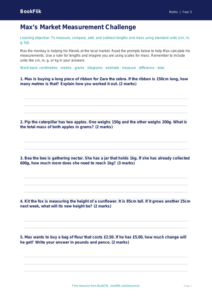 Free Measurement Worksheet | Year 3 Math Practice | BookFlik