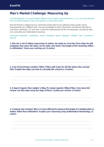 Free Measurement Activity Sheet | Year 5 Greater Depth | BookFlik