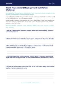 Free Measurement Assessment | Year 5 Greater Depth | BookFlik
