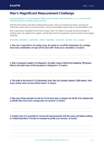 Free Measurement Worksheet | Year 5 Greater Depth | BookFlik