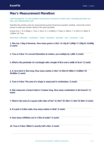 Free Measurement Quiz | Year 6 Core | BookFlik