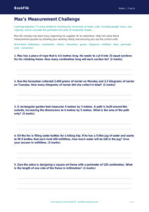 Free Measurement Worksheet | Year 6 Core | BookFlik