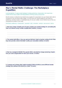 Free Mental Maths Template | Year 5 Greater Depth | BookFlik