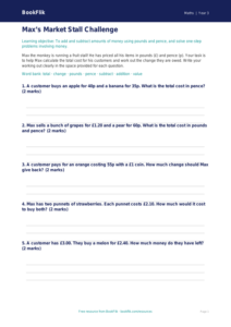 Free Money Activity Sheet | Year 3 Core | BookFlik