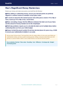 Free Money Poster | Year 5 Greater Depth | BookFlik