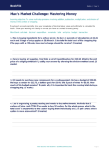 Free Money Worksheet | Year 5 Greater Depth | BookFlik