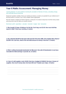 Free Money Assessment | Year 6 Core | BookFlik