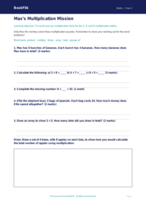 Free Multiplication Worksheet | Year 3 Core | BookFlik