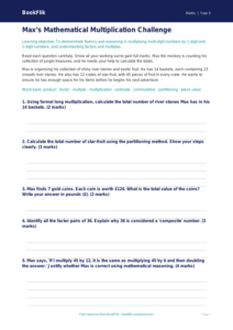 Free Multiplication Assessment | Year 5 Greater Depth | BookFlik