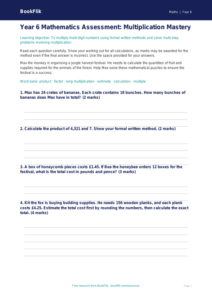 Free Multiplication Assessment | Year 6 Core | BookFlik