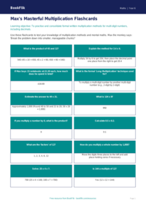 Free Multiplication Flashcards | Year 6 Core | BookFlik