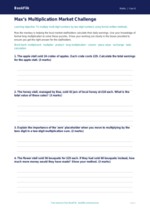 Free Multiplication Template | Year 6 Core | BookFlik