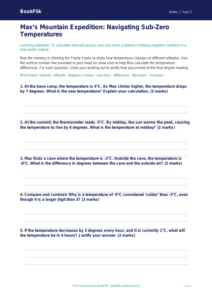 Free Negative Numbers Activity Sheet | Year 5 Greater Depth | BookFlik