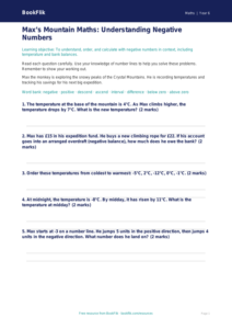 Free Negative Numbers Worksheet | Year 6 Core | BookFlik