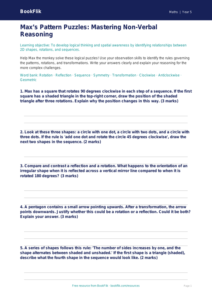 Free Non Verbal Reasoning Worksheet | Year 5 Greater Depth | BookFlik
