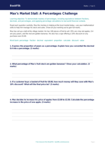 Free Percentages Assessment | Year 5 Greater Depth | BookFlik