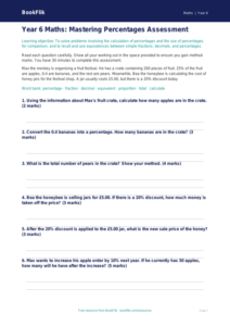 Free Percentages Assessment | Year 6 Core | BookFlik