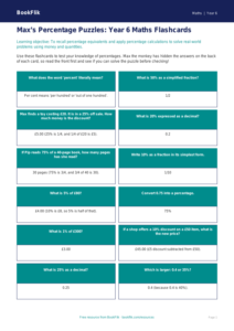 Free Percentages Flashcards | Year 6 Core | BookFlik
