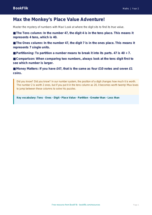Free Place Value Poster | Year 2 Core | BookFlik worksheet preview — Maths Place Value
