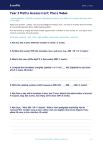 Free Place Value Assessment | Year 3 Core | BookFlik