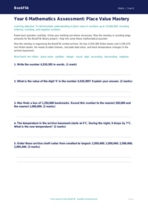 Free Place Value Assessment | Year 6 Core | BookFlik