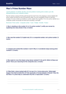 Free Prime Numbers Activity Sheet | Year 5 Greater Depth | BookFlik
