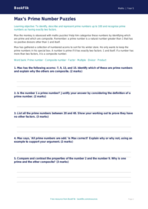 Free Prime Numbers Worksheet | Year 5 Greater Depth | BookFlik