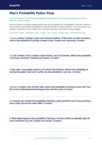 Free Probability Activity Sheet | Year 5 Greater Depth | BookFlik