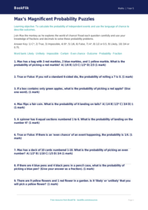 Free Probability Quiz | Year 5 Greater Depth | BookFlik