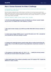 Free Roman Numerals Activity Sheet | Year 5 Greater Depth | BookFlik