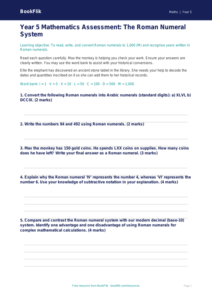 Free Roman Numerals Assessment | Year 5 Greater Depth | BookFlik