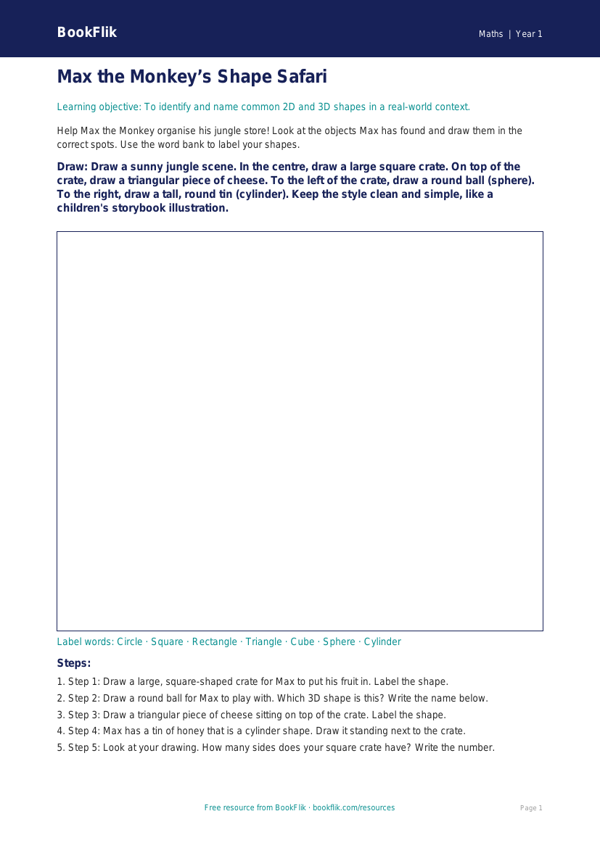 Free Shape Drawing Sheet | Year 1 Core | BookFlik worksheet preview — Maths Shape